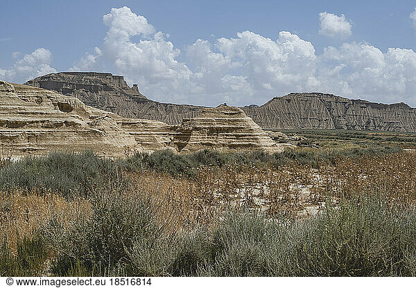 Spain  Navarra  Semi-desert landscape of Bardenas Reales