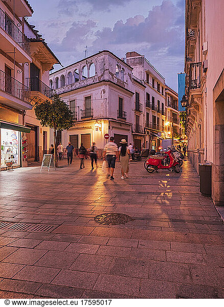 Spain  Province of Cordoba  Cordoba  Street in historic old town at dusk