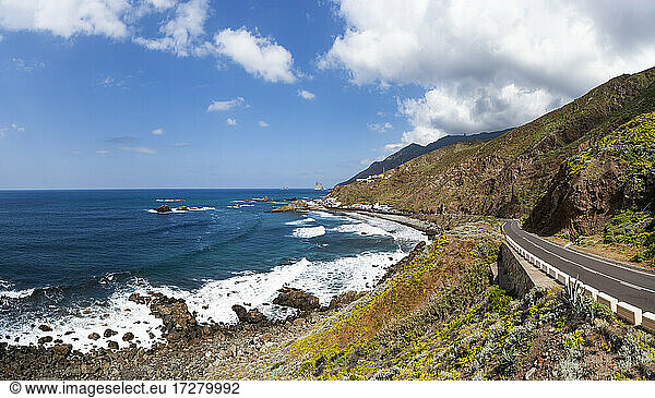 Spain  Province of Santa Cruz de Tenerife  Highway stretching along coast of Tenerife island
