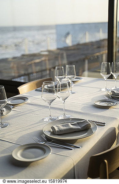 Spain  Restaurant table set by window