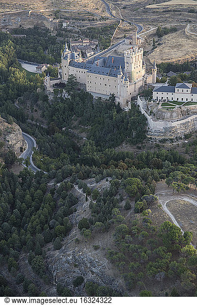 Spain  Segovia  aerial view of the Alcazar
