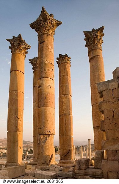 Spalten römischen Tempel der Artemis. Jerash. Jordanien.
