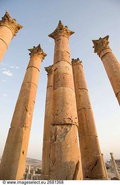 Spalten römischen Tempel der Artemis. Jerash. Jordanien.