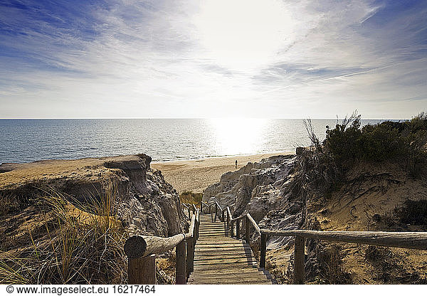 Spanien,  Andalusien,  Blick auf den Strand Playa de Mazagon