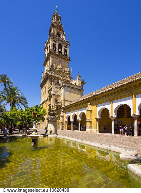Spanien  Andakusien  Cordoba  Glockenturm und Kreuzgang der Mezquita-Catedral