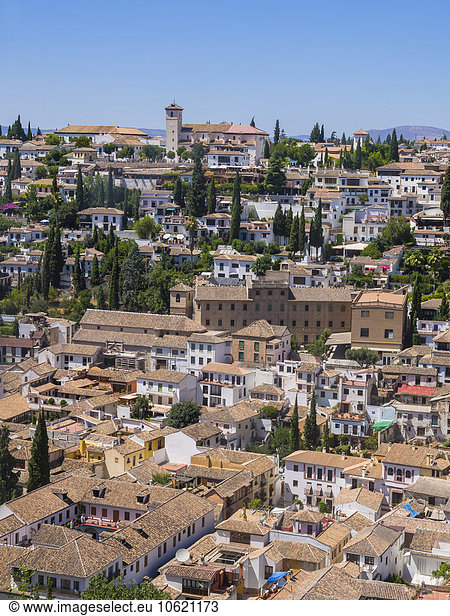 Spanien  Andalusien  Granada  Blick vom Alhambra Palast auf Albayzin