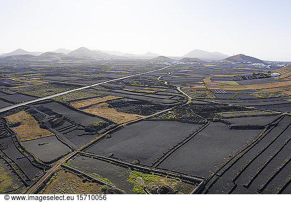 Spanien  Kanarische Inseln  Lanzarote  Luftaufnahme von Lavafeldern