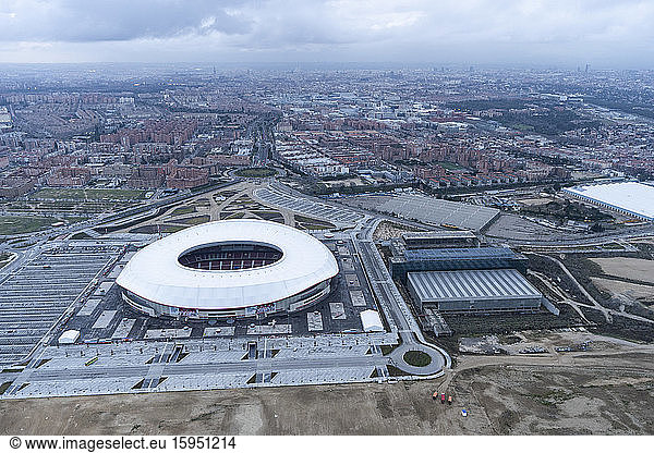 Spanien  Madrid  Luftaufnahme des Metropolitano-Stadions