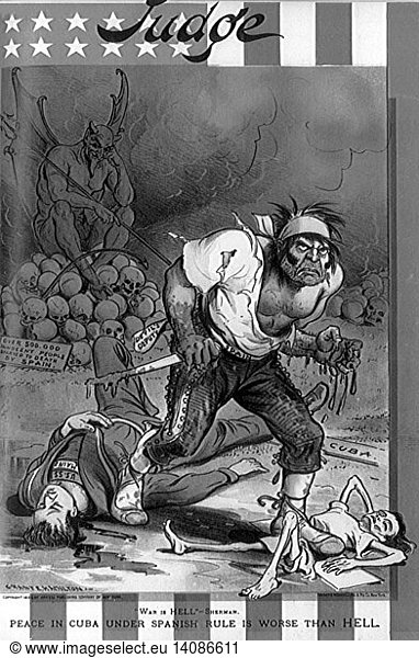 Spanish-American War Political Cartoon  1898