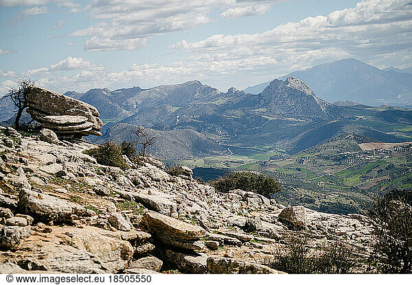 Spanish mediterranean limestone mountain landscape.