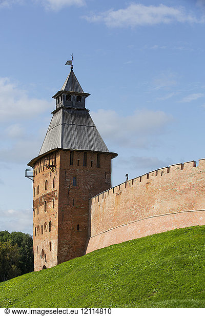 Spasskaya Tower  built in the 15th century  Kremlin Wall; Veliky Novgorod  Novgorod Oblast  Russia