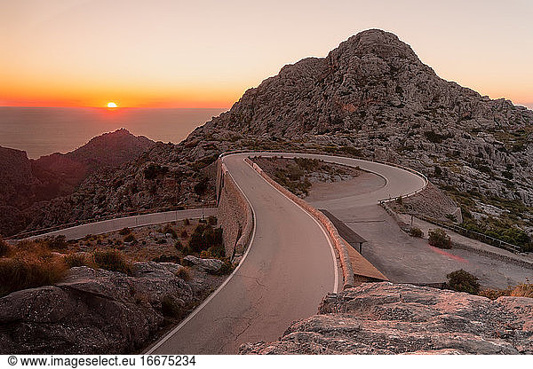Spectacular mountain road known as Nus de Sa Corbata in Mallorca Spain