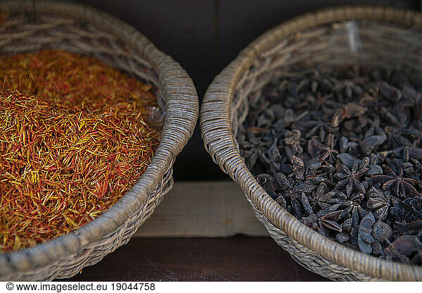 Spices For Sale at a Souk in Dubai Old Town