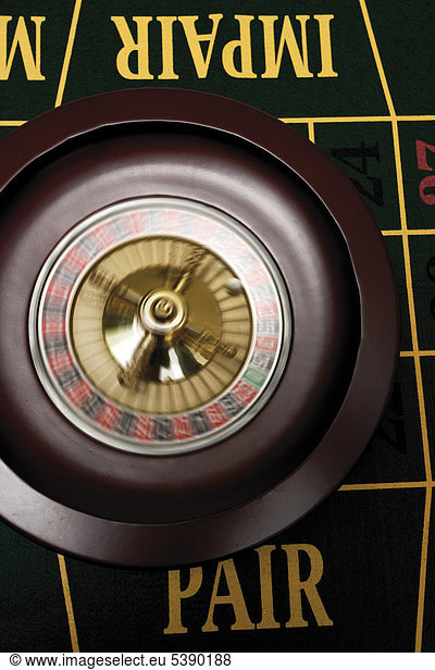 Spinning roulette wheel