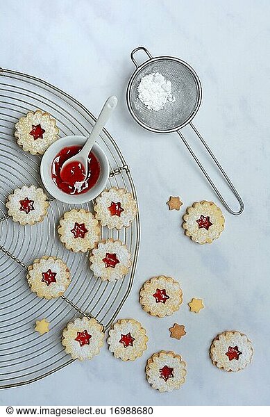 Spitzbube  cookies and bowl with redcurrant jelly  Germany  Europe