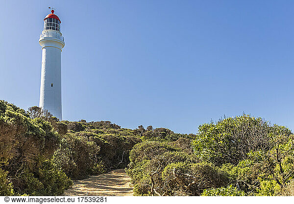 Split Point Lighthouse standing against clear blue sky