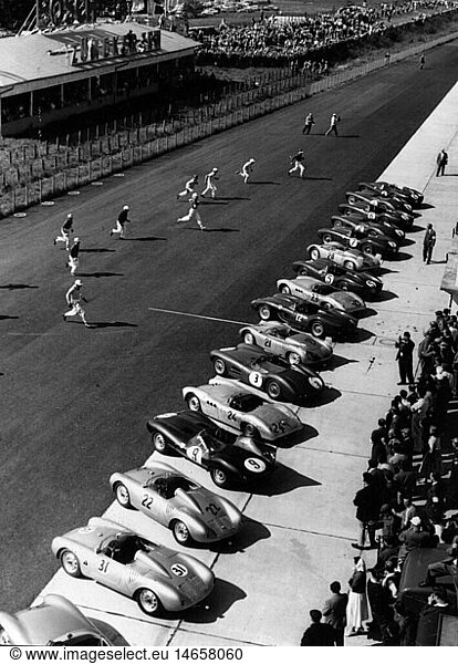 sport  car racing  Nurburgring  Germany  starting a race  1950s