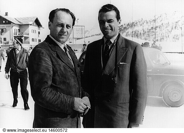 sport  car racing  Rallye Sestriere  Walter Schock with his co-driver Moll (Mercedes-Benz)  Mercedes Benz  driver  drivers  Italy  Piedmont  1950s  50s  20th century  historic  historical  people