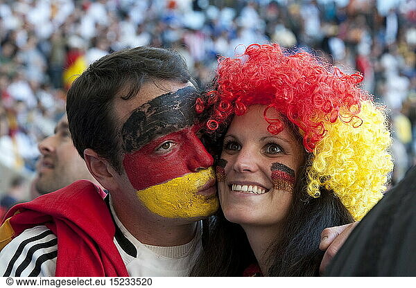 sports  football / soccer  World Football Championship 2010  German football supporter couple with face paint  World Cup 2010  Cape Town  South Africa
