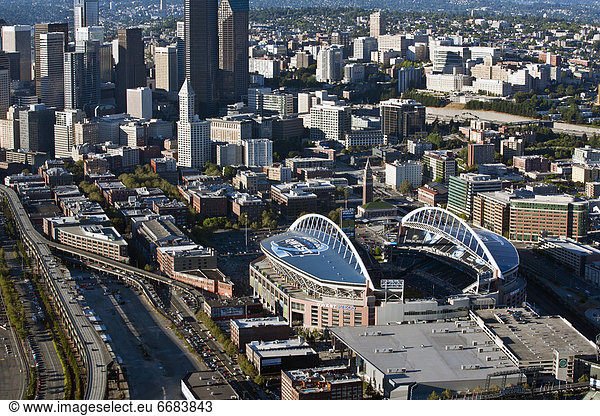 Sports Stadium and Downtown Seattle