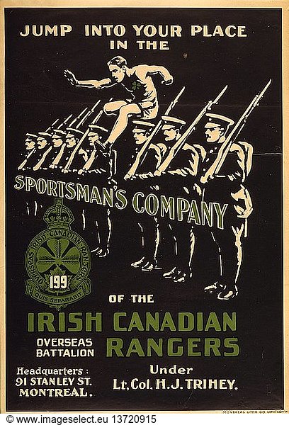 Springen Sie auf Ihren Platz in der Sportsman´s Company der Irish Canadian Rangers 1915 .