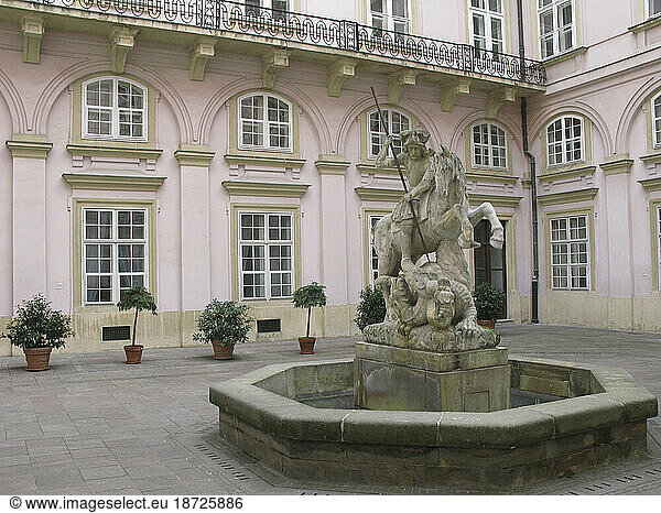 St George and the Dragon Fountain in the 18th C Primates House ( Town