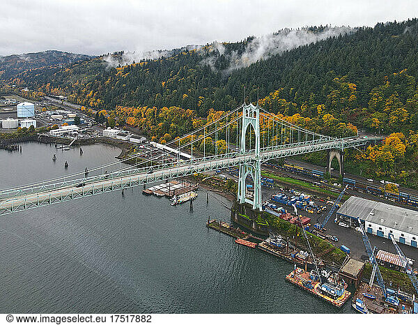 St Johns bridge and Foret Park in Portland  OR