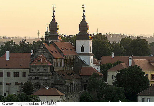 St. Procopius Basilica at sunset  UNESCO  Trebic  Vysocina Region  Czech Republic