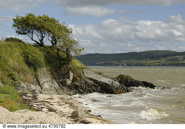 Stürmisches aufgewühltes Meer an der Küste von Donegal,  Rathmullan,  County Donegal,  Irland,  Europa