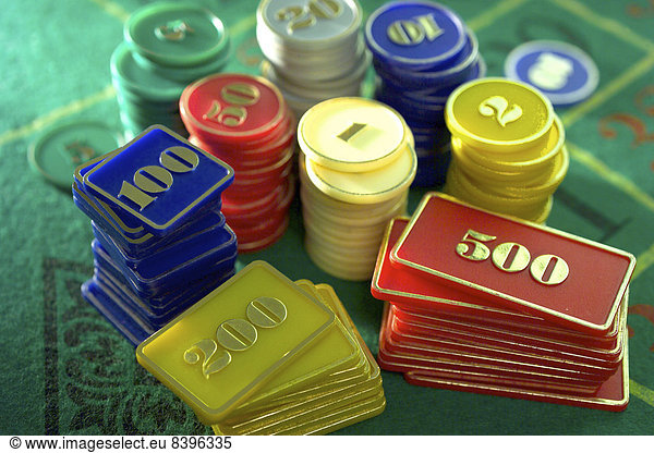 Stack of roulette chips or poker chips