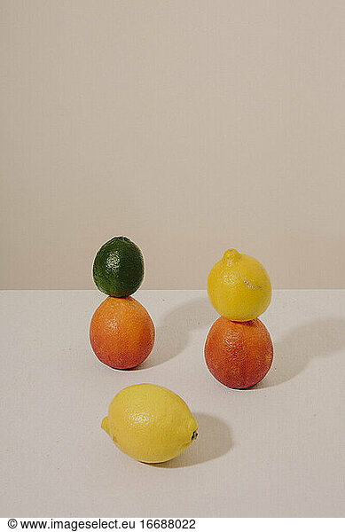 Stacked Citrus Fruit Still Life