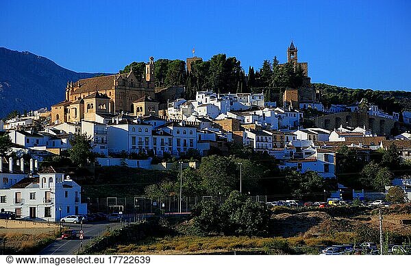 Stadt Antequera  Altstadt  das Santa Maria la Mayor Collegium  jetzt Museum  und die Alcazaba  Andalusien  Spanien  Europa