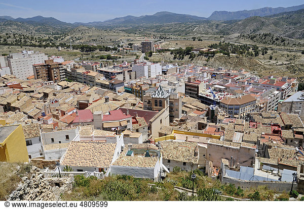 Stadtansicht  Übersicht  Kleinstadt  Xixona  Jijona  La Vila Joiosa  Villajoyosa  Costa Blanca  Provinz Alicante  Spanien  Europa