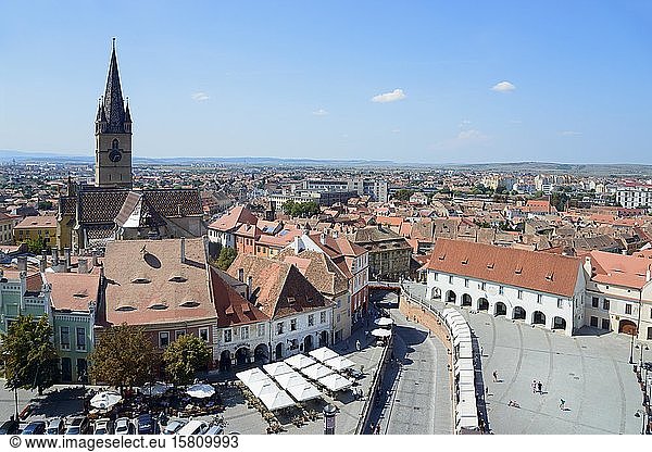 Stadtansicht  Evangelische Pfarrkirche  Kleiner Ring  Oberstadt  Hermannstadt  Siebenbürgen  Rumänien  Europa
