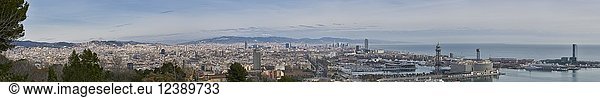 Stadtpanorama  Stadtansicht  Blick vom Montjuïc  Katalonien  Barcelona  Spanien  Europa