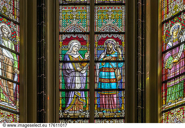 Stained glass window in St. John’s Cathedral  Den Bosch; ’s-Hertogenbosch  North Brabant  Netherlands