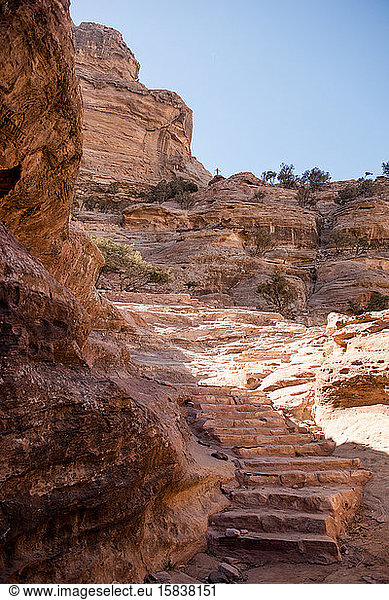 Stairway to heaven in the canyons of Petra.