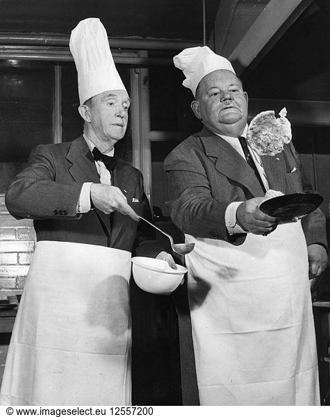 Stan Laurel and Oliver Hardy  Pancake Day  1952. Artist: Unknown