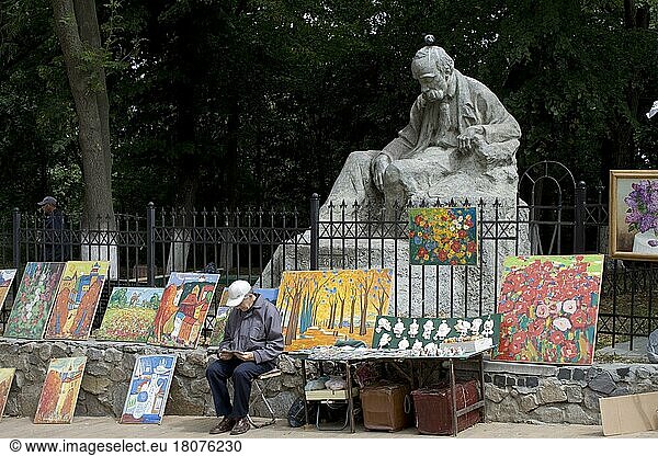 Stand mit Bildern  Andreassteig  Kiew  Ukraine  Europa