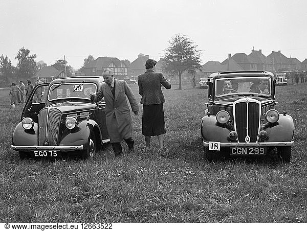 Standard Flying Ten und Standard Ten bei der Standard Car Owners Club Gymkhana  8. Mai 1938. Künstler: Bill Brunell.