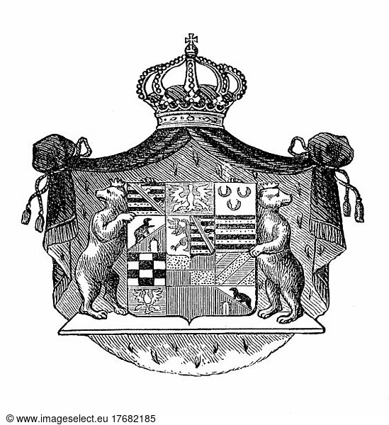 State coat of arms  coat of arms from 1890  Anhalt  Germany  digitally restored reproduction of an original template from the 19th century  exact original date not known  Europe