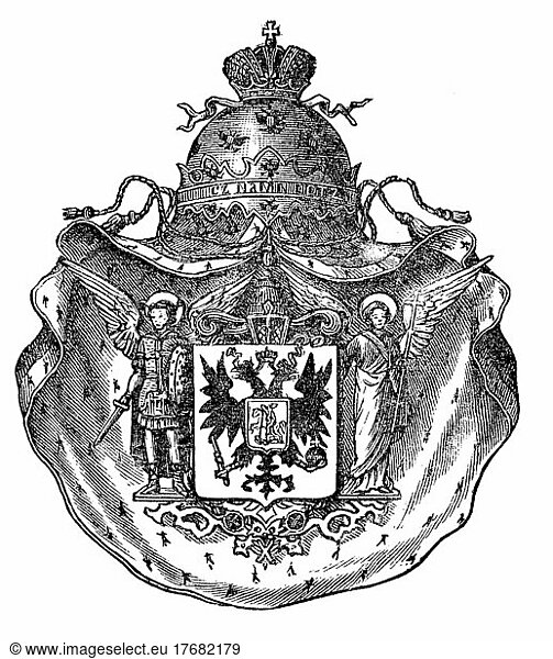 State coat of arms  coat of arms from 1890  Russia  digitally restored reproduction of an original template from the 19th century  exact original date not known  Europe