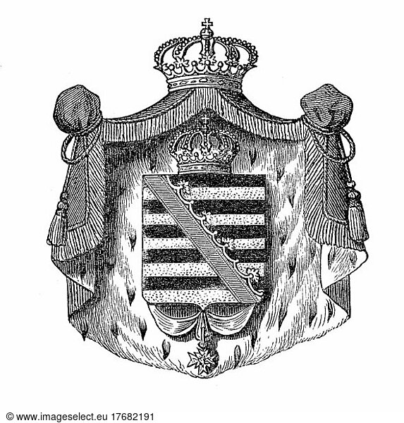 State coat of arms  coat of arms from 1890  Saxony  Weimar  Germany  digitally restored reproduction of an original template from the 19th century  exact original date unknown  Europe