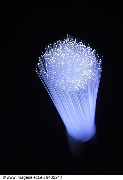 Static upright illuminated strands of fiber optic light