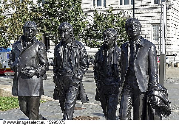 Statue of the beatles in liverpool  england  britain  uk.