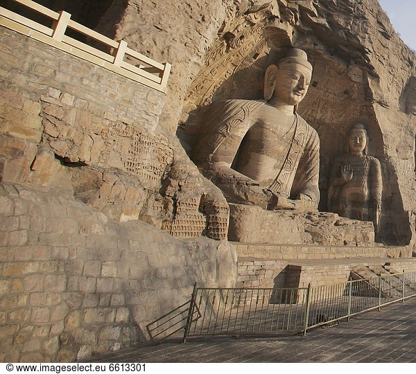 Statue  schnitzen  Höhle  fünfstöckig  Buddhismus  China