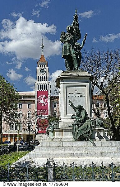 Statue von General Marquez de Sa da Bandeira  Stadtteil Chiado  Lissabon  Portugal  Europa