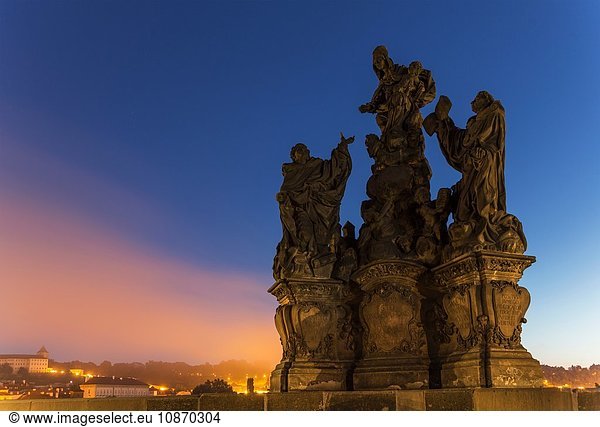 Statues on Charles Bridge  Prague  Czech Republic