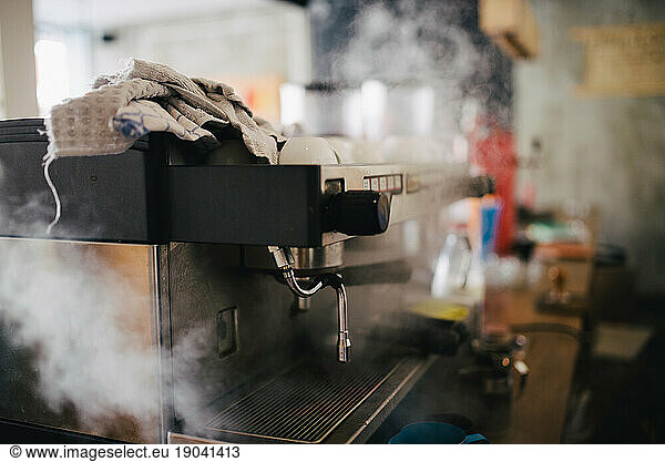 Steam from coffee machine.