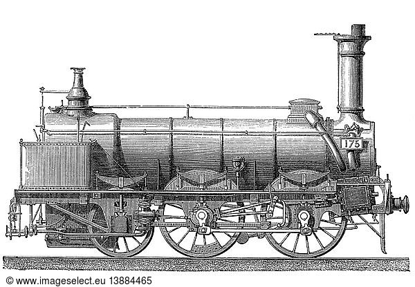 Steam Locomotive with Coal Car  19th Century